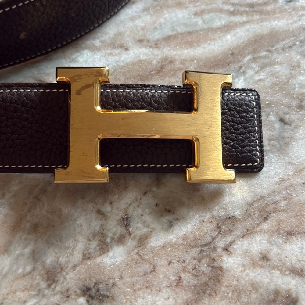 Luxury Black Leather Belt with Gold Buckle